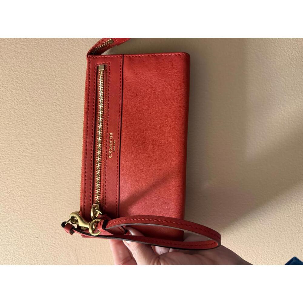 Coach Red Leather Wristlet Clutch